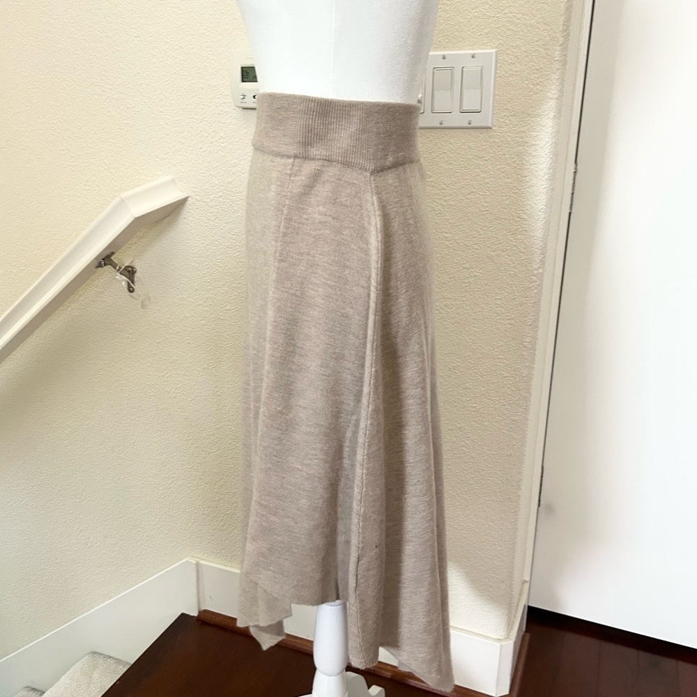 $148 Anthropologie Dolan Blanche Sweater MIDI asymmetrical skirt beige size XS - Picture 9 of 14